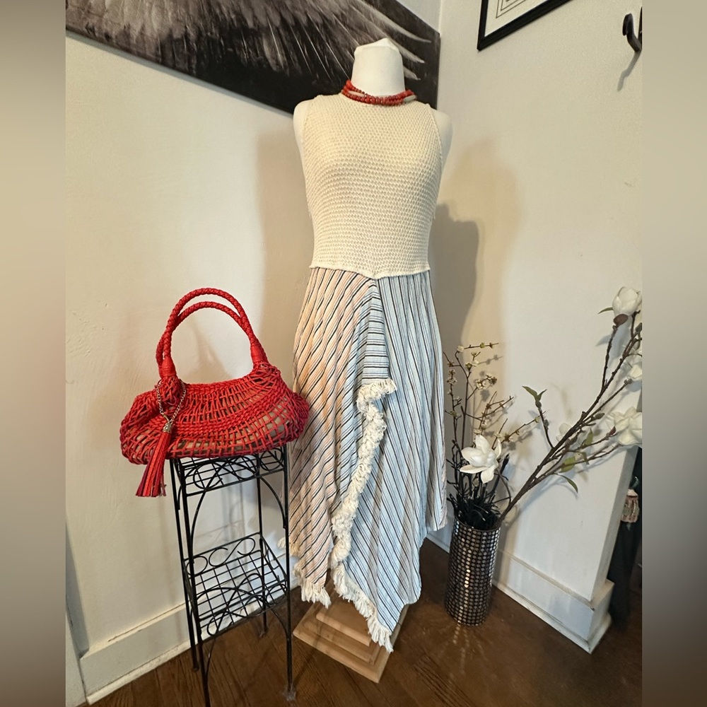 ZARA  Striped Dress with fringe